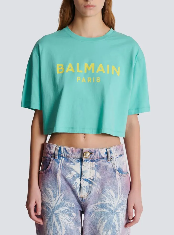 Balmain TShirts Women Tshirt With Paris Print Blue