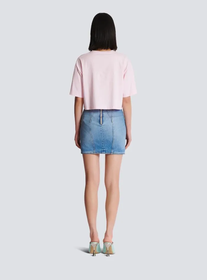 Balmain TShirts Women Tshirt With Signature Embroidery Pink