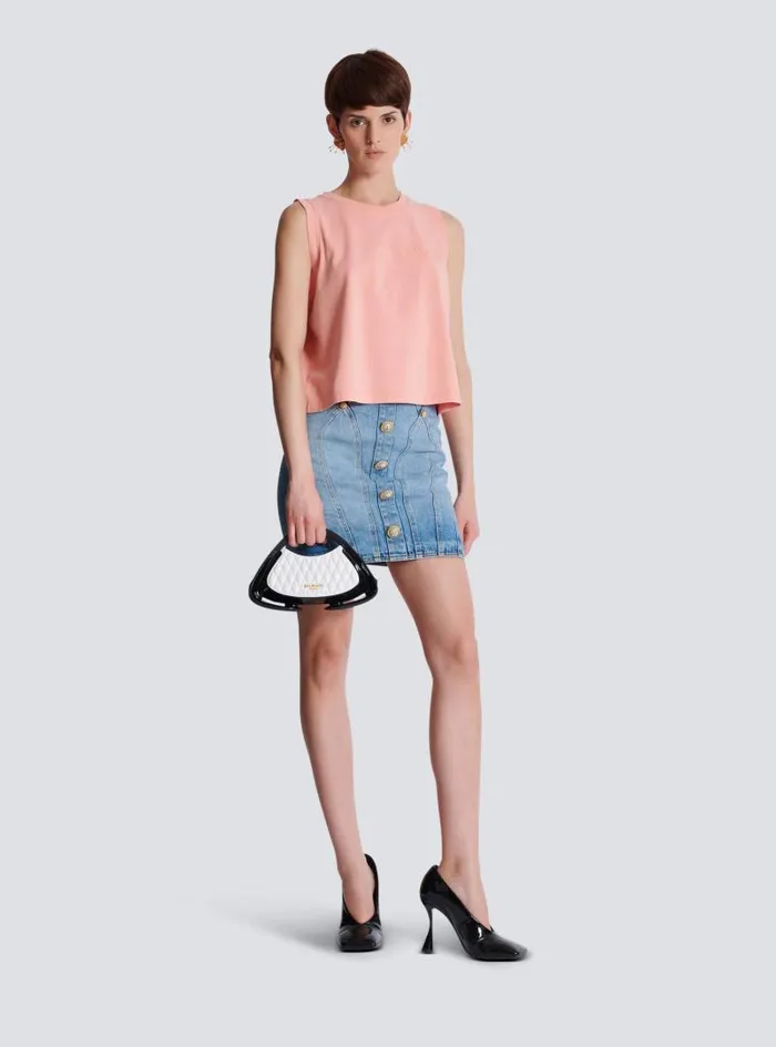 Balmain TShirts Women Tank Top With Vintage Embroidery Pink