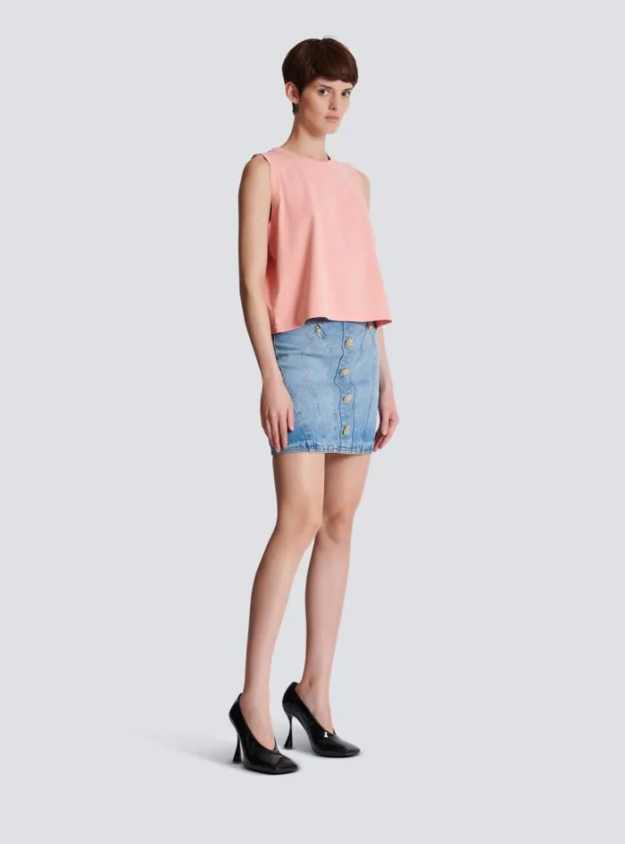 Balmain TShirts Women Tank Top With Vintage Embroidery Pink