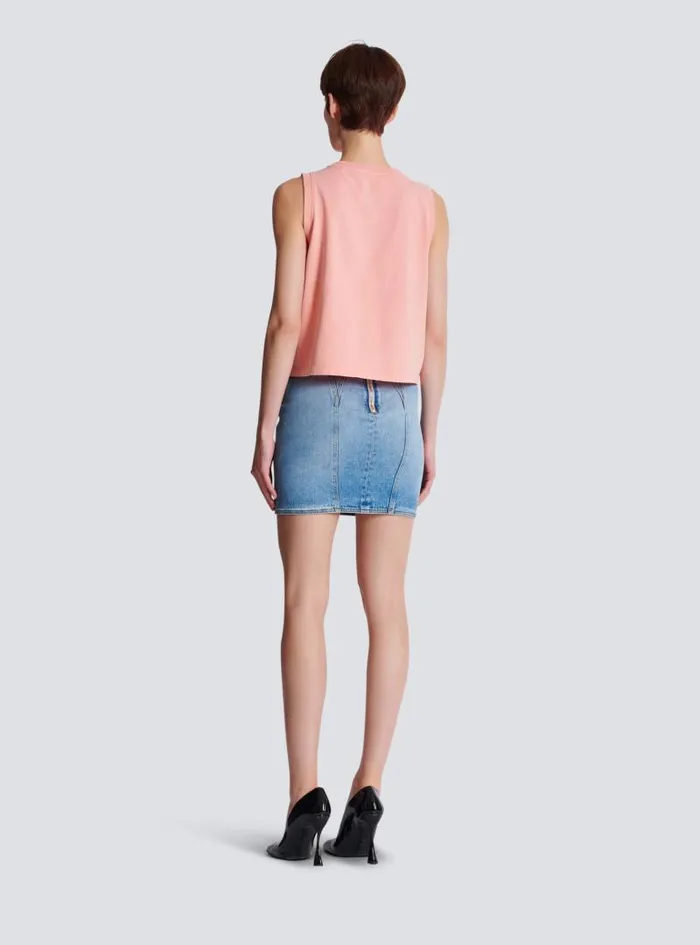 Balmain TShirts Women Tank Top With Vintage Embroidery Pink
