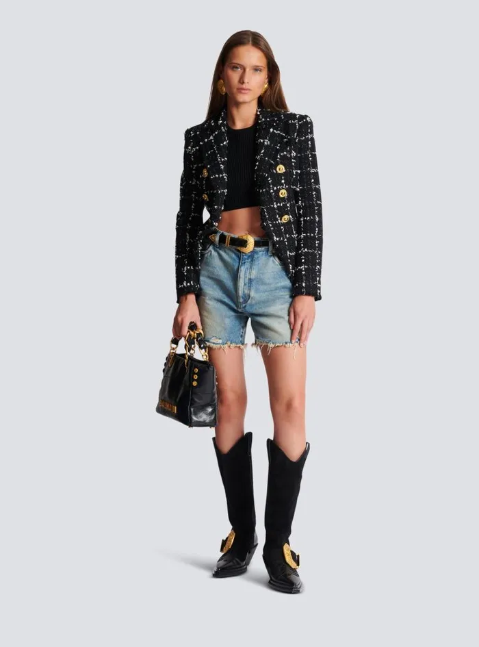 Balmain Tops And Shirts Women 3button Fine Knit Top Black