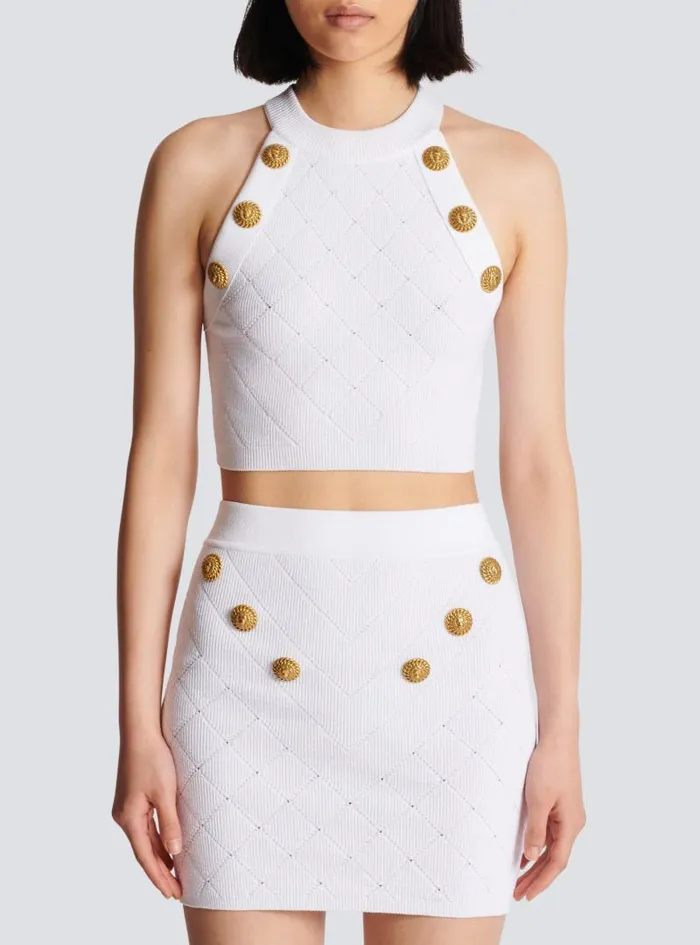 Balmain Tops And Shirts Women 6button Knit Tank Top White