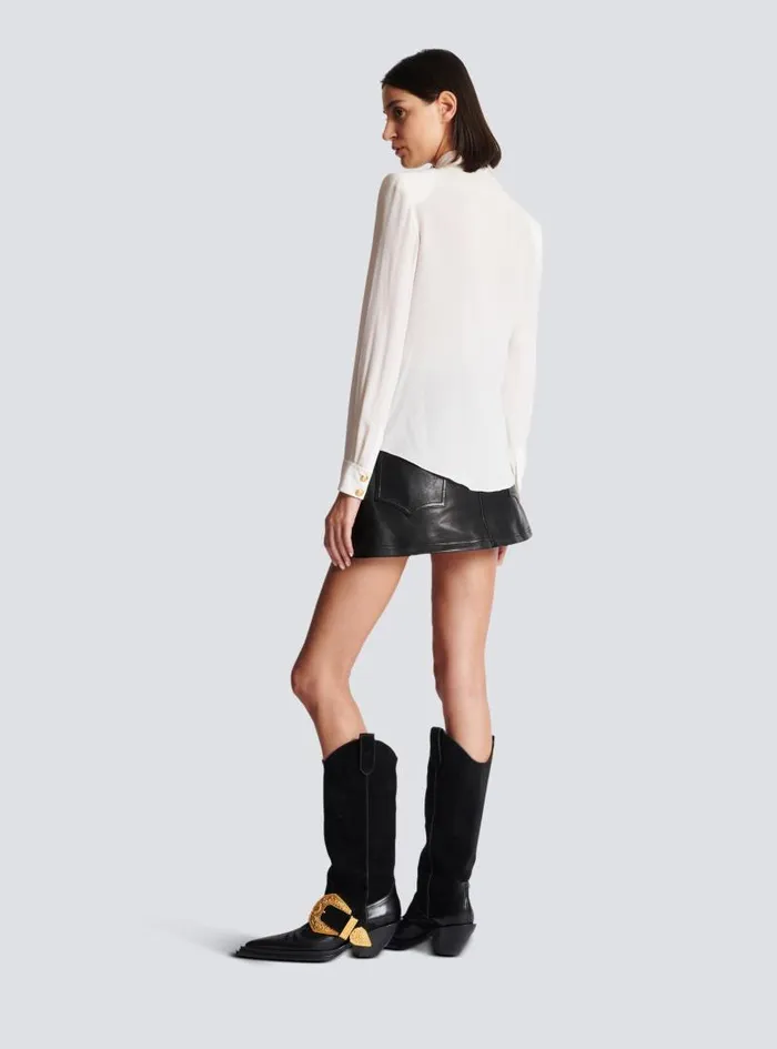Balmain Tops And Shirts Women Crepe Shirt With Golden Buttons White