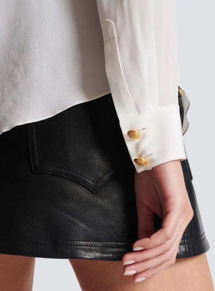 Balmain Tops And Shirts Women Crepe Shirt With Golden Buttons White