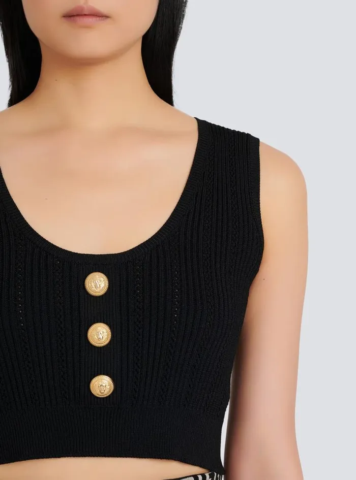 Balmain Tops And Shirts Women Ecodesigned Knit Crop Top Black