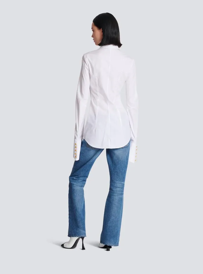 Balmain Tops And Shirts Women Fitted Poplin Shirt White