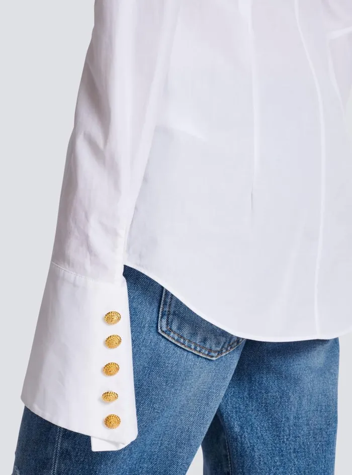 Balmain Tops And Shirts Women Fitted Poplin Shirt White