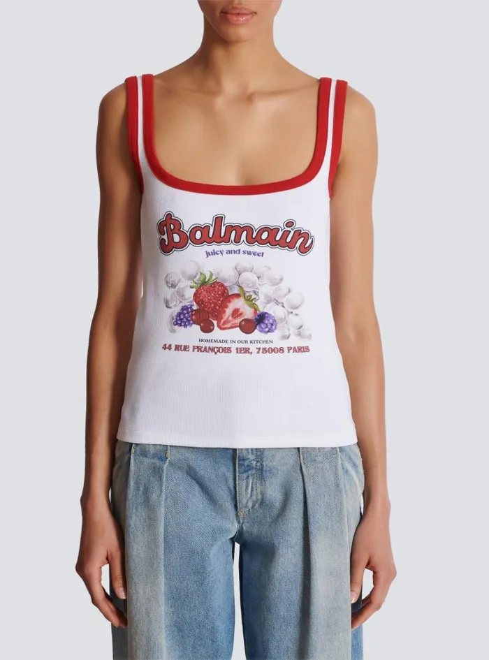 Balmain Tops And Shirts Women Fruit Tank Top White
