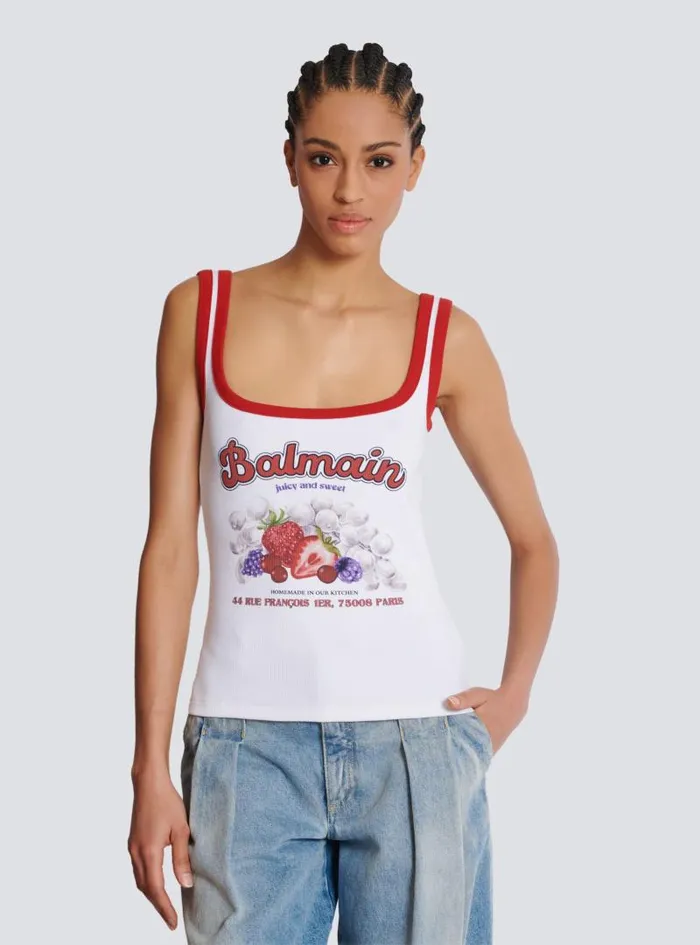 Balmain Tops And Shirts Women Fruit Tank Top White