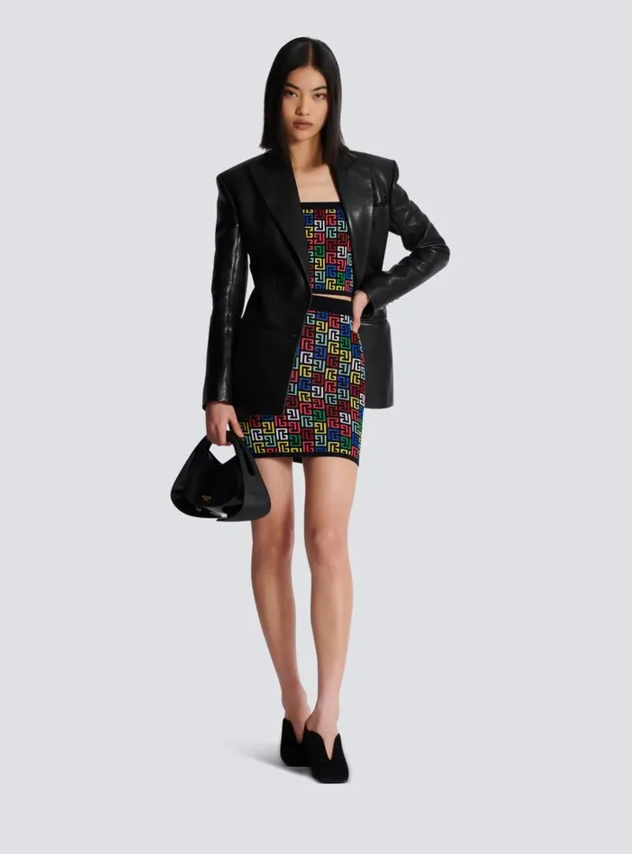 Balmain Tops And Shirts Women Halterneck Top In Pop Monogram Knit Multicolor