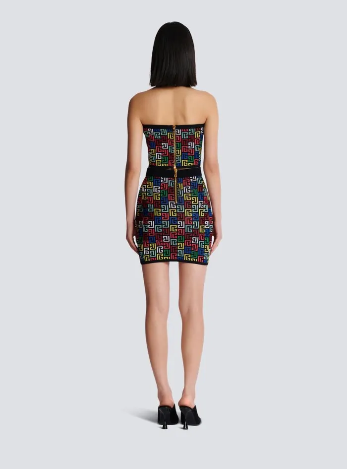 Balmain Tops And Shirts Women Halterneck Top In Pop Monogram Knit Multicolor