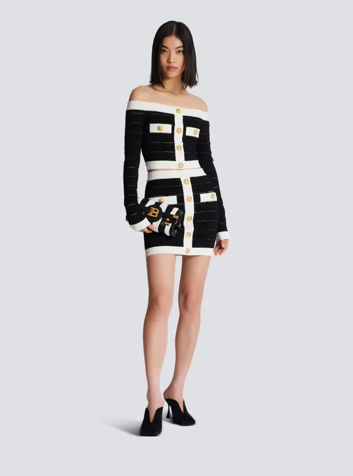 Balmain Tops And Shirts Women Offtheshoulder Knit Top Black