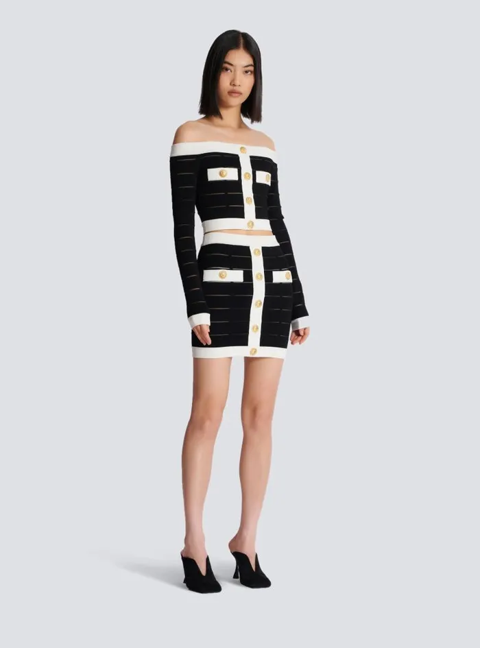 Balmain Tops And Shirts Women Offtheshoulder Knit Top Black