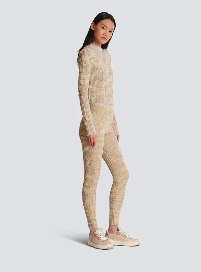 Balmain Tops And Shirts Women PB Labyrinth Knit Top Beige