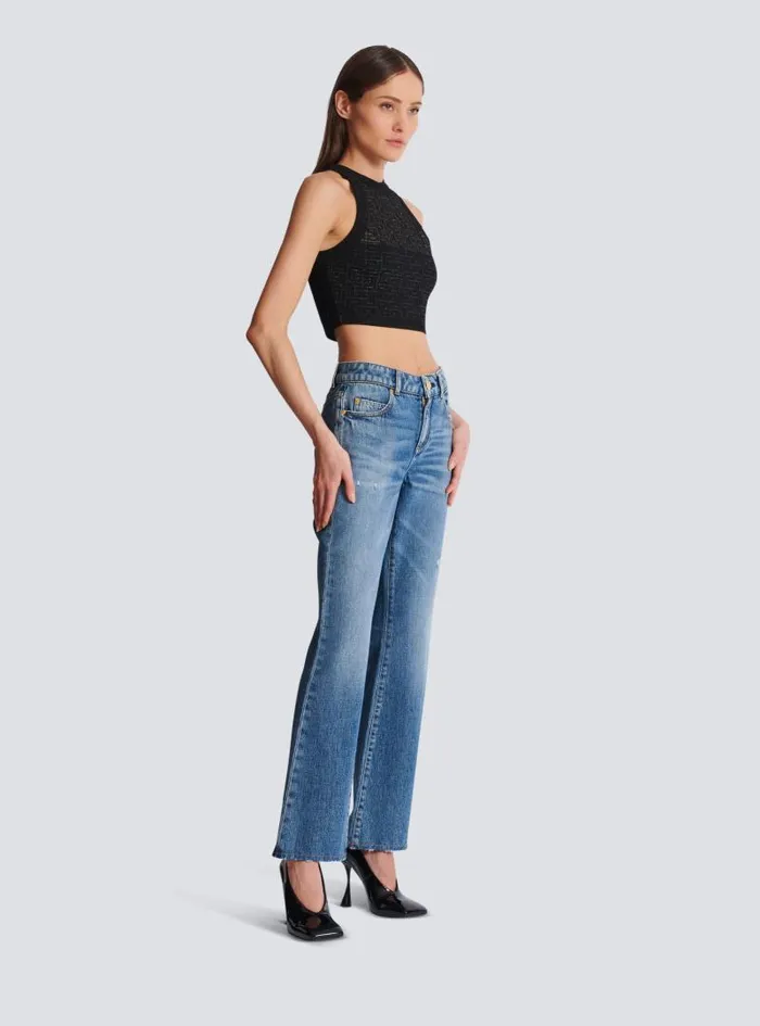 Balmain Tops And Shirts Women PB Labyrinth Knit Top Black