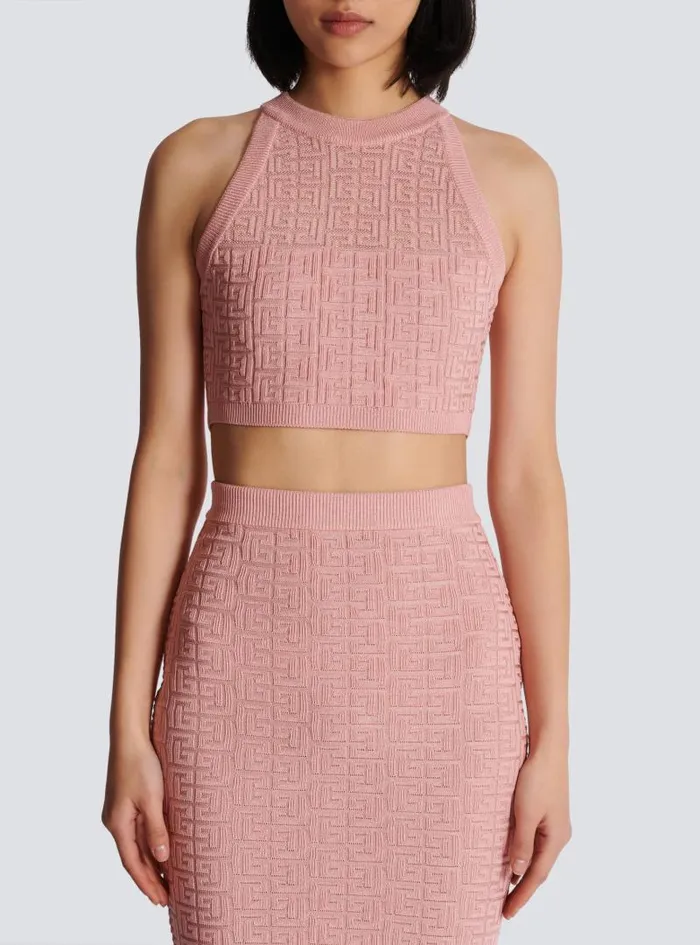 Balmain Tops And Shirts Women PB Labyrinth Knit Top Pink