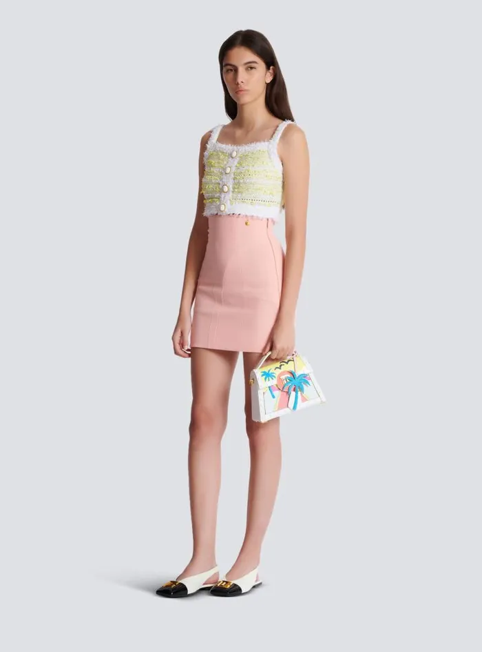 Balmain Tops And Shirts Women Strappy Tweed Top Yellow