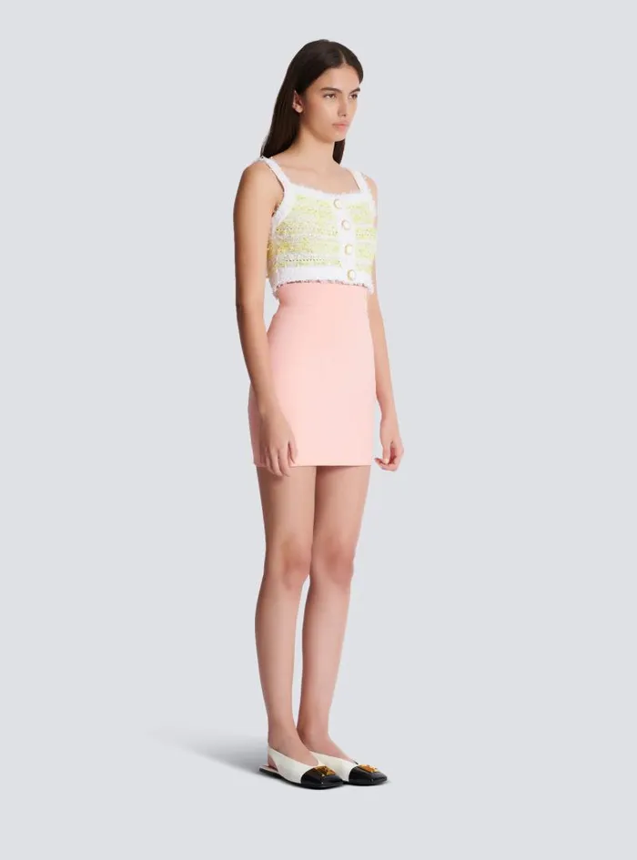 Balmain Tops And Shirts Women Strappy Tweed Top Yellow