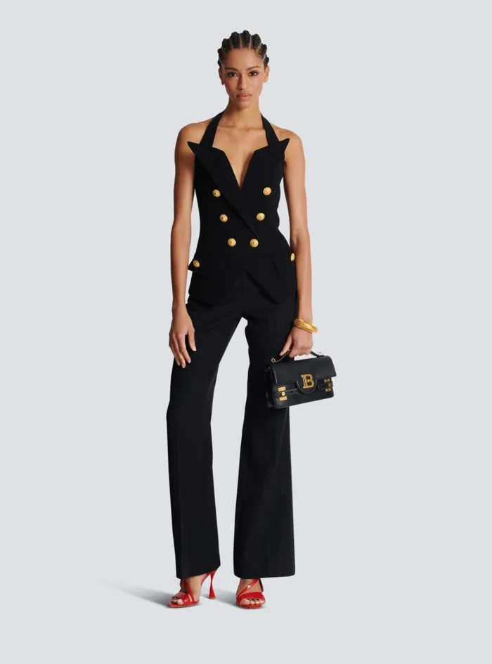 Balmain Tops And Shirts Women Structured Crepe Top Black