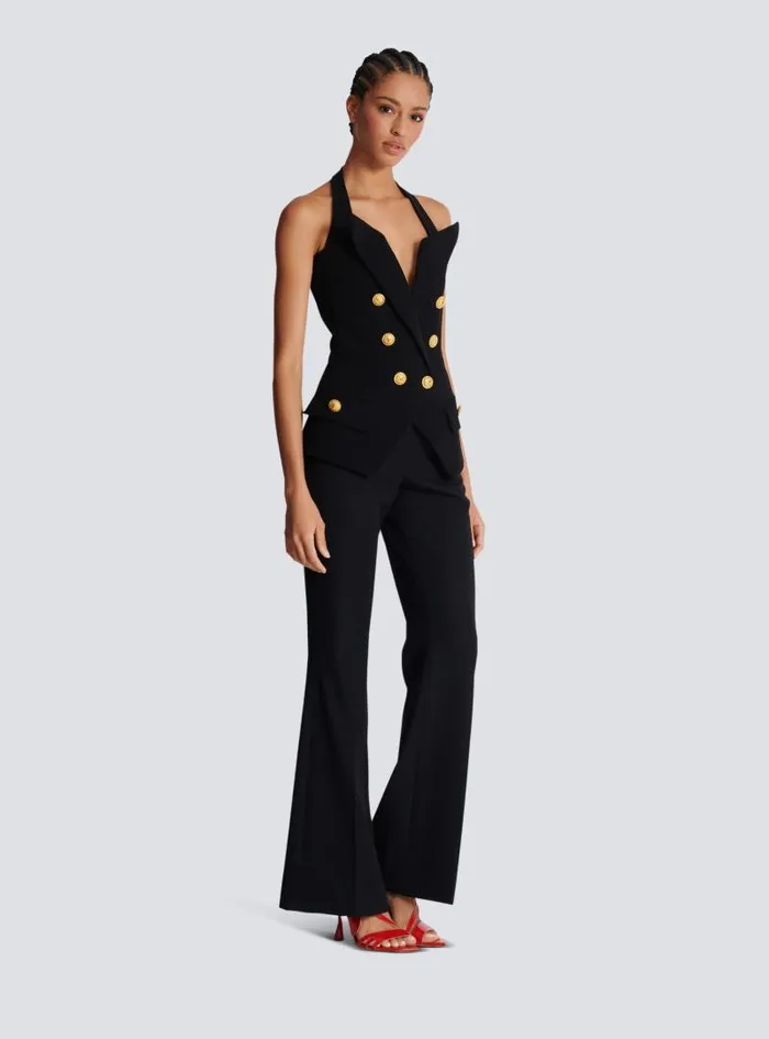 Balmain Tops And Shirts Women Structured Crepe Top Black