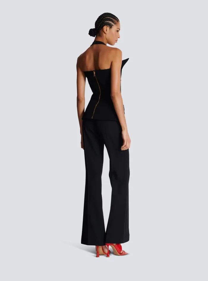Balmain Tops And Shirts Women Structured Crepe Top Black