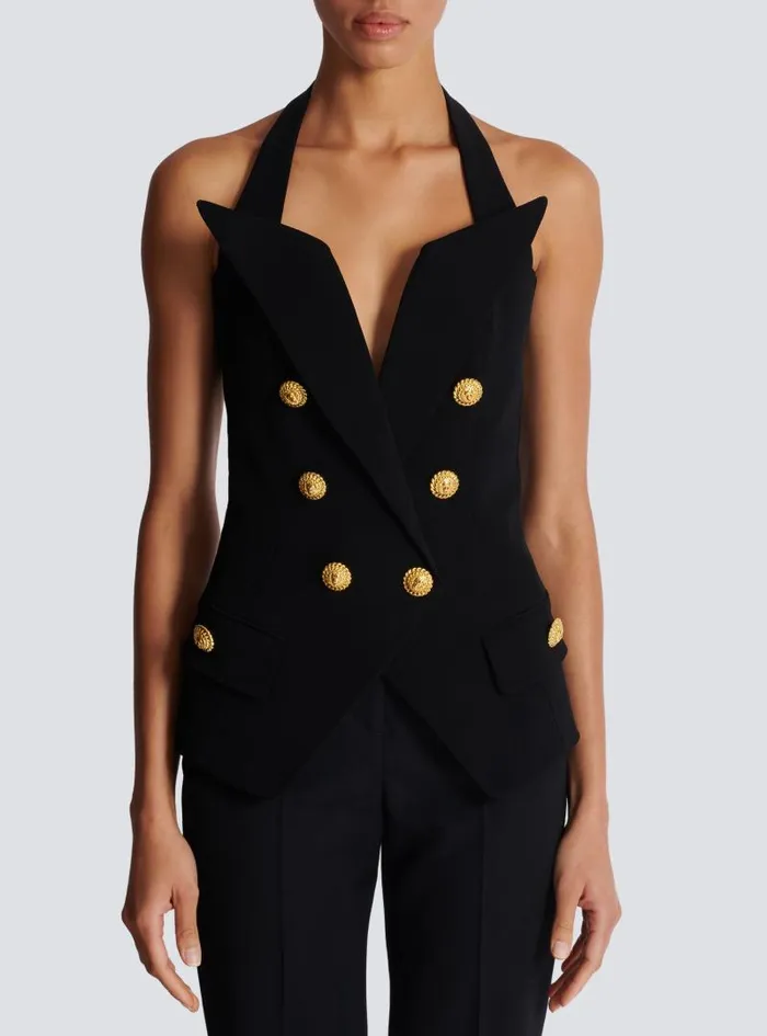 Balmain Tops And Shirts Women Structured Crepe Top Black