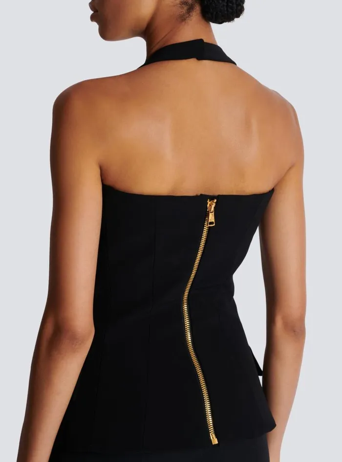 Balmain Tops And Shirts Women Structured Crepe Top Black