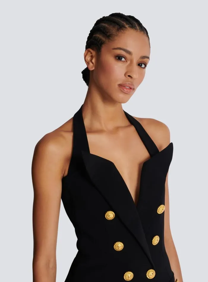 Balmain Tops And Shirts Women Structured Crepe Top Black