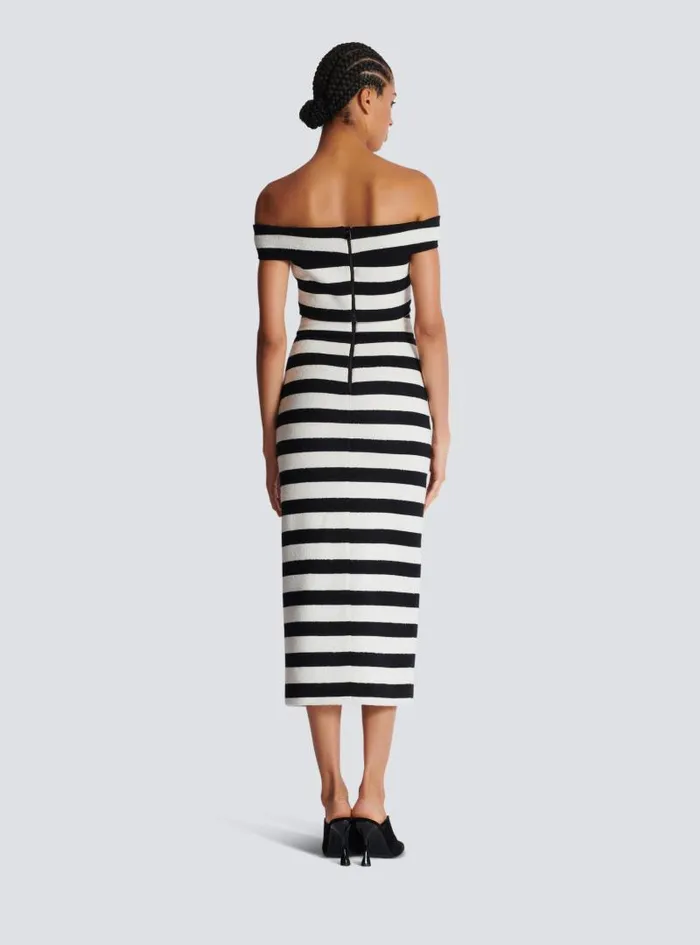 Balmain Tops And Shirts Women Twotone Offtheshoulder Top Black