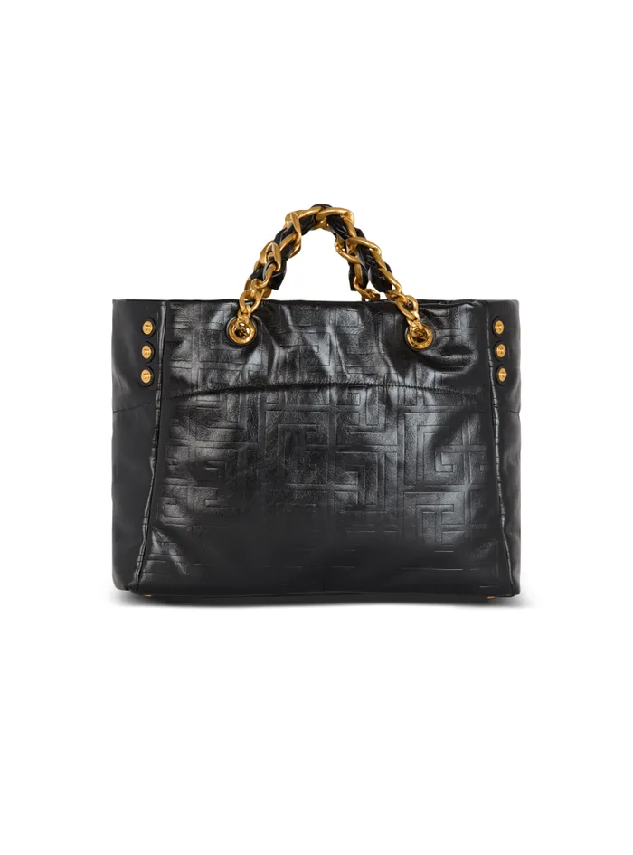 Balmain Tote Bags Women 1945 Soft Tote Bag In Crackled Calfskin Black