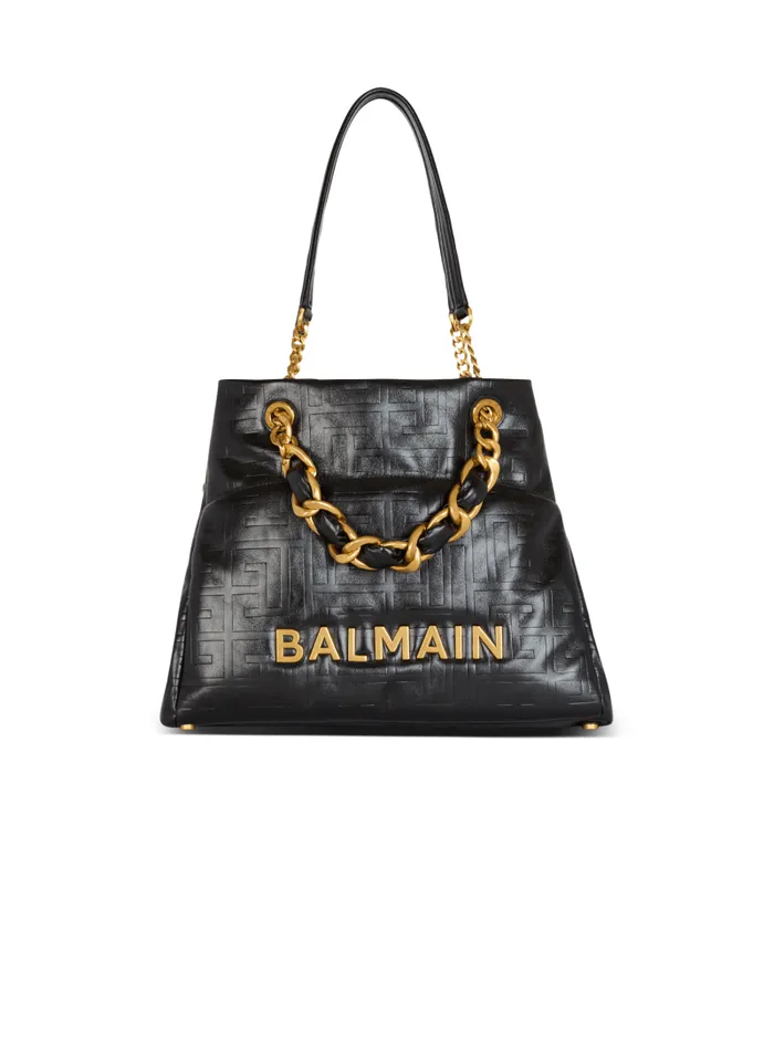 Balmain Tote Bags Women 1945 Soft Tote Bag In Crackled Calfskin Black