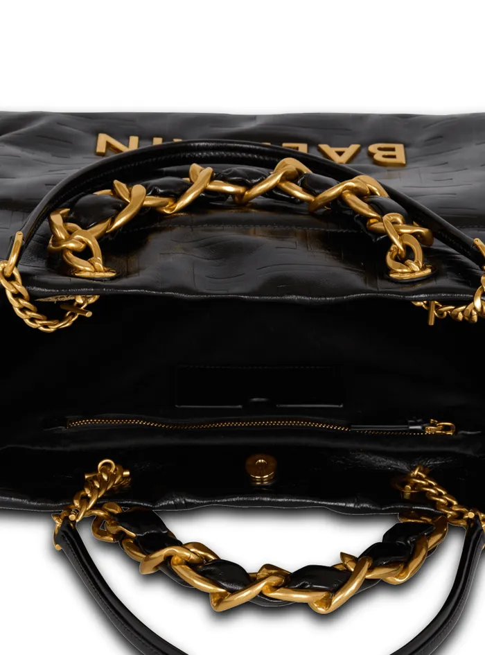 Balmain Tote Bags Women 1945 Soft Tote Bag In Crackled Calfskin Black