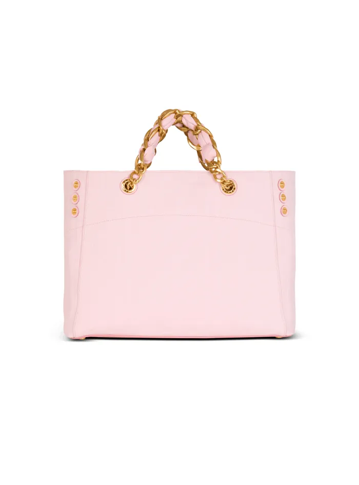 Balmain Tote Bags Women 1945 Soft Tote Bag In Grained Calfskin Pink