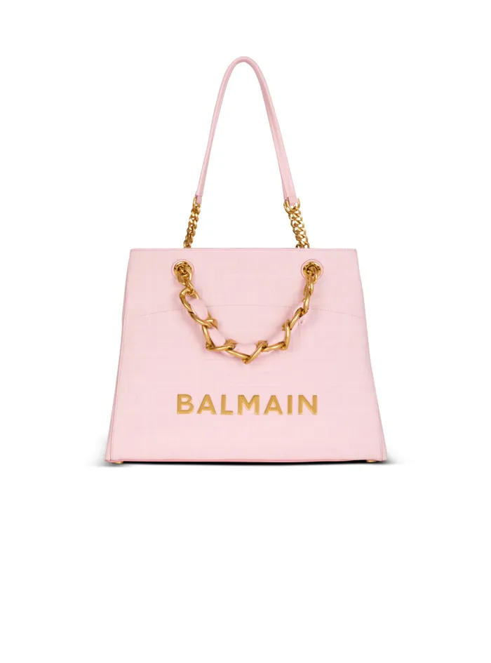 Balmain Tote Bags Women 1945 Soft Tote Bag In Grained Calfskin Pink