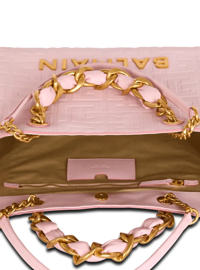 Balmain Tote Bags Women 1945 Soft Tote Bag In Grained Calfskin Pink