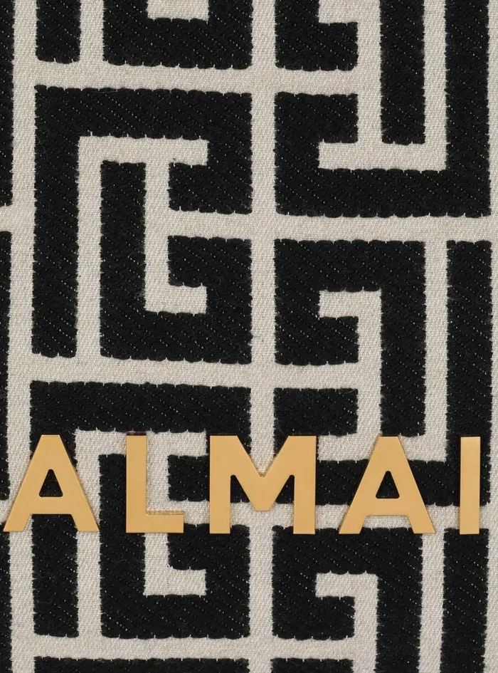 Balmain Tote Bags Women 1945 Soft Tote Bag In Jacquard Fabric With Monogram Black