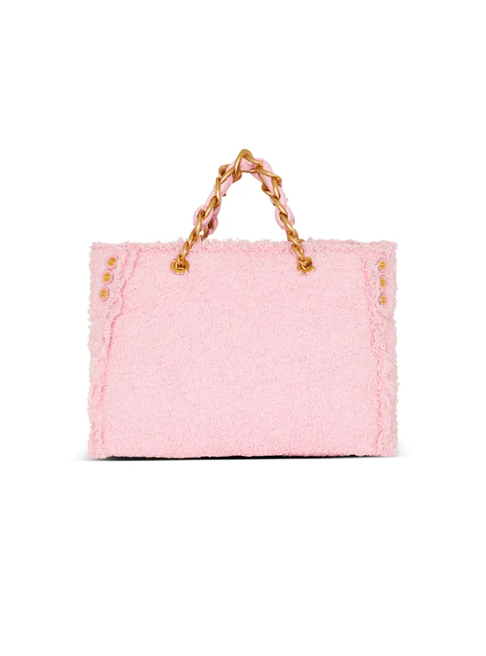 Balmain Tote Bags Women 1945 Soft Tweed Tote Bag Pink