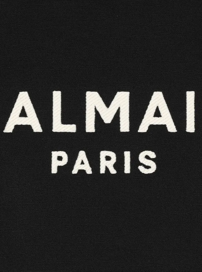 Balmain Tote Bags Women BArmy 42 Monogrammed Canvas And Smooth Leather Tote Bag Black