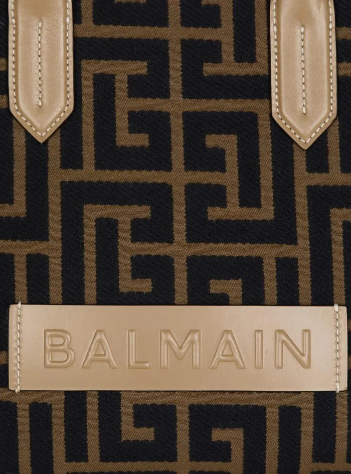 Balmain Tote Bags Women BArmy Shopper 36 Bag In PB Labyrinth Jacquard Black