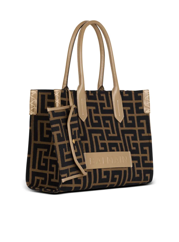 Balmain Tote Bags Women BArmy Shopper 36 Bag In PB Labyrinth Jacquard Black