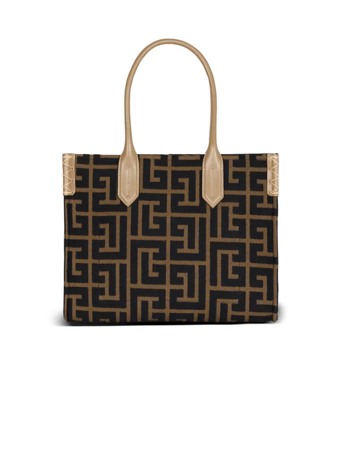 Balmain Tote Bags Women BArmy Shopper 36 Bag In PB Labyrinth Jacquard Black