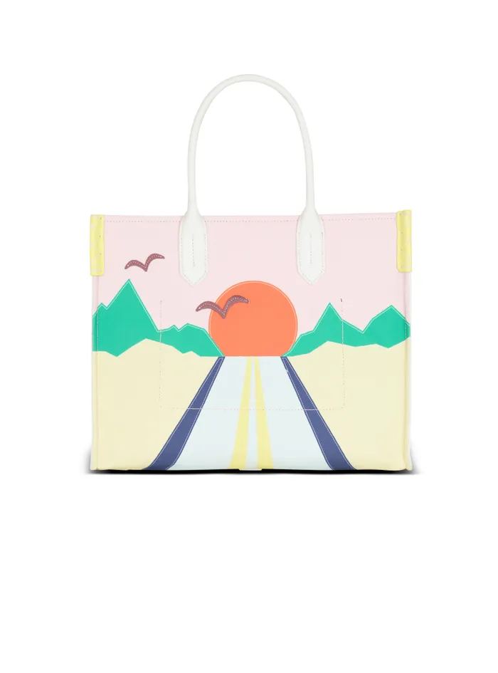 Balmain Tote Bags Women BArmy Shopper Medium Canvas And Leather Tote Bag Multicolor