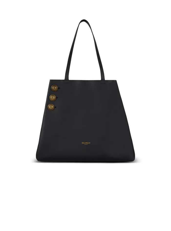 Balmain Tote Bags Women Emblme Leather Tote Bag Black