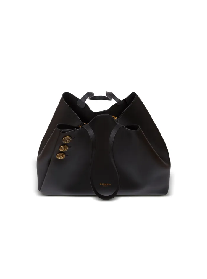 Balmain Tote Bags Women Emblme Leather Tote Bag Black