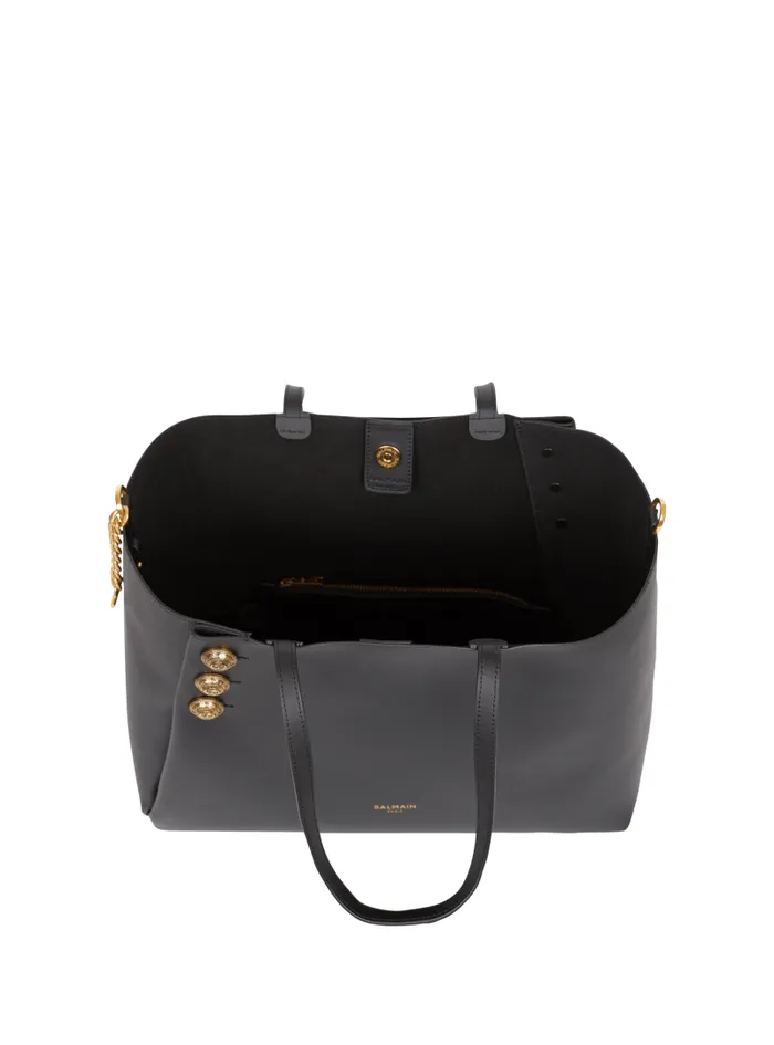 Balmain Tote Bags Women Emblme Leather Tote Bag Black