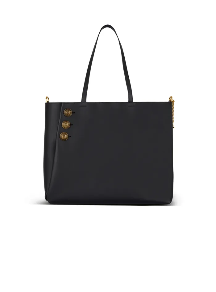 Balmain Tote Bags Women Emblme Leather Tote Bag Black