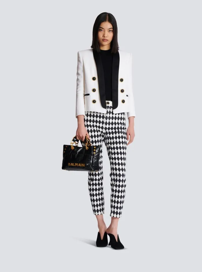 Balmain Tote Bags Women Small 1945 Soft Tote Bag In Crackled Calfskin Black Balmain Tote Bags Women Small 1945 Soft Tote Bag In Crackled Calfskin Black