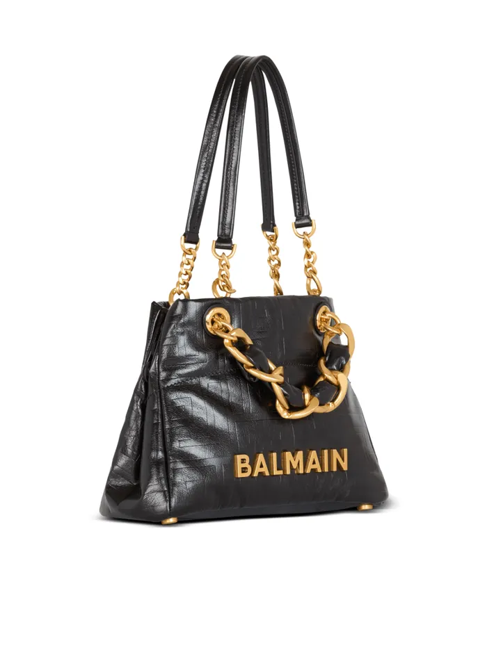 Balmain Tote Bags Women Small 1945 Soft Tote Bag In Crackled Calfskin Black