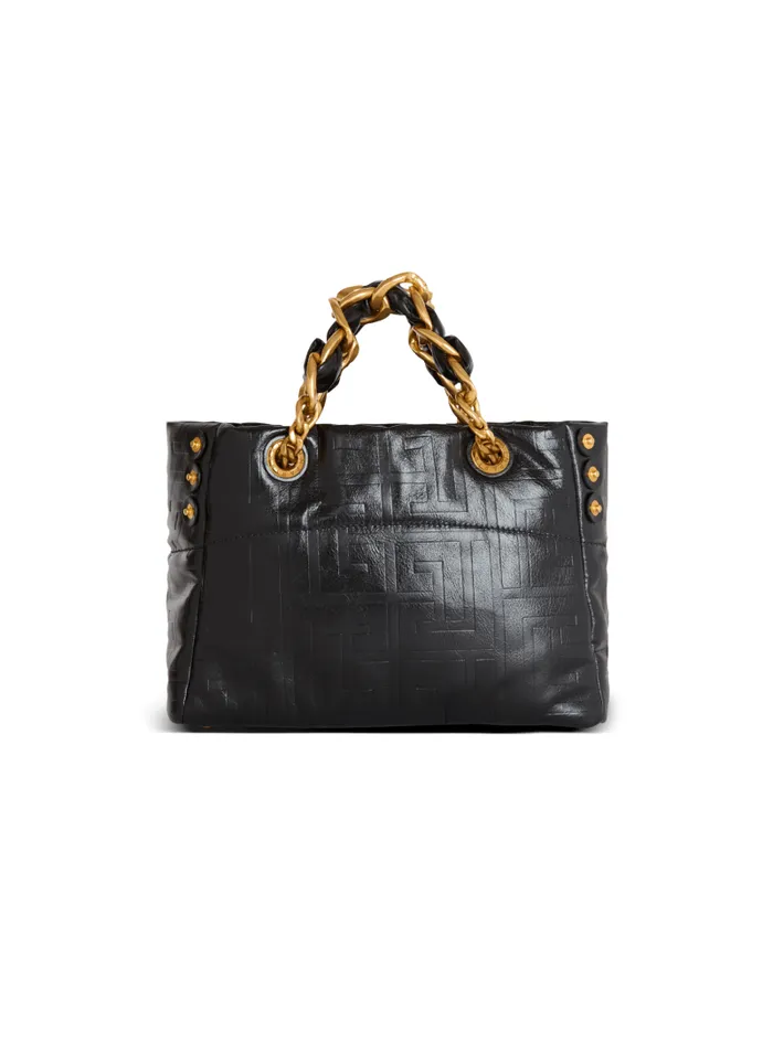 Balmain Tote Bags Women Small 1945 Soft Tote Bag In Crackled Calfskin Black